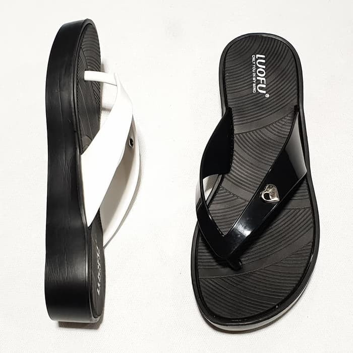 sandal jepit luofu karet sendal wanita jepit import 7158hitam