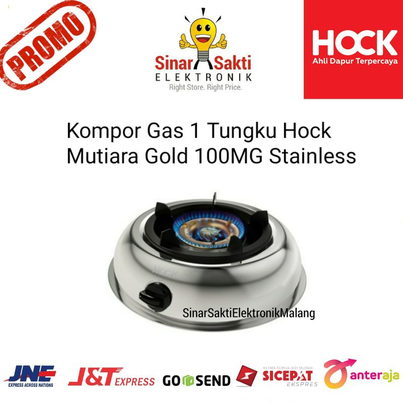 Kompor Gas 1 Tungku Hock Mutiara Gold 100MG Stainless Garansi 100 MG Malang