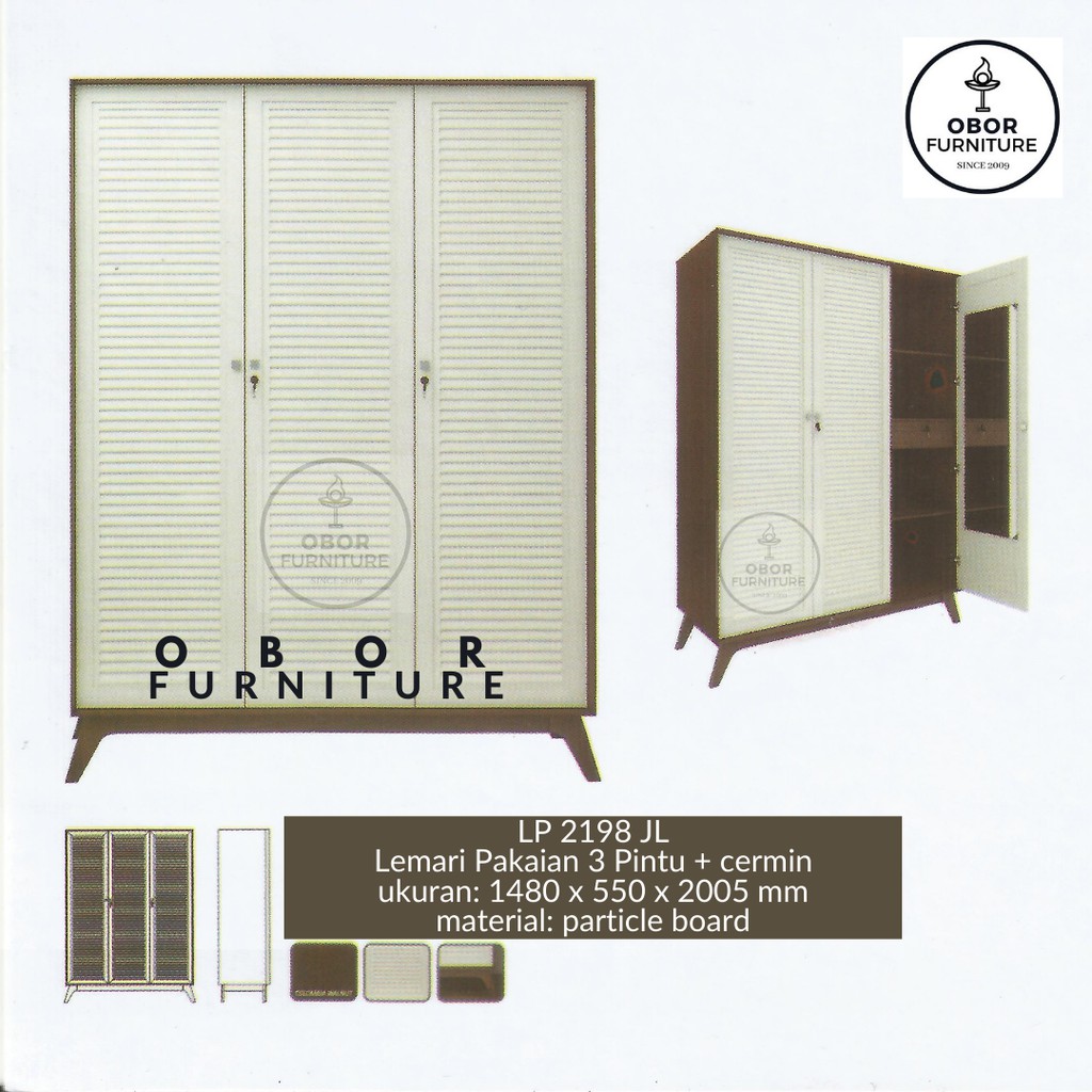 Lemari Pakaian 3 pintu LP 2198 Graver Viral