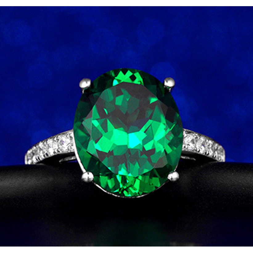 Cincin Sterling Silver 925 Dengan Batu Emerald Hijau Untuk Wanita Ccb80