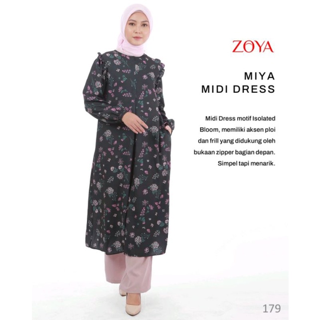 Zoya Midi Dress Miya (black & babypink)| New Lebaran 2022