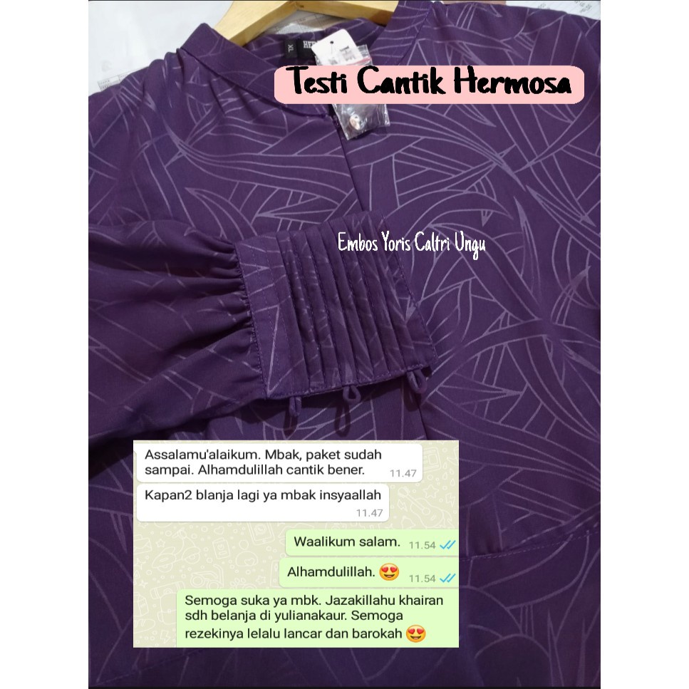 (Hermosa) Gamis hermosa embos motif Abstrak warna ungu tua-Gamis ungu tua syari-gamis wanita