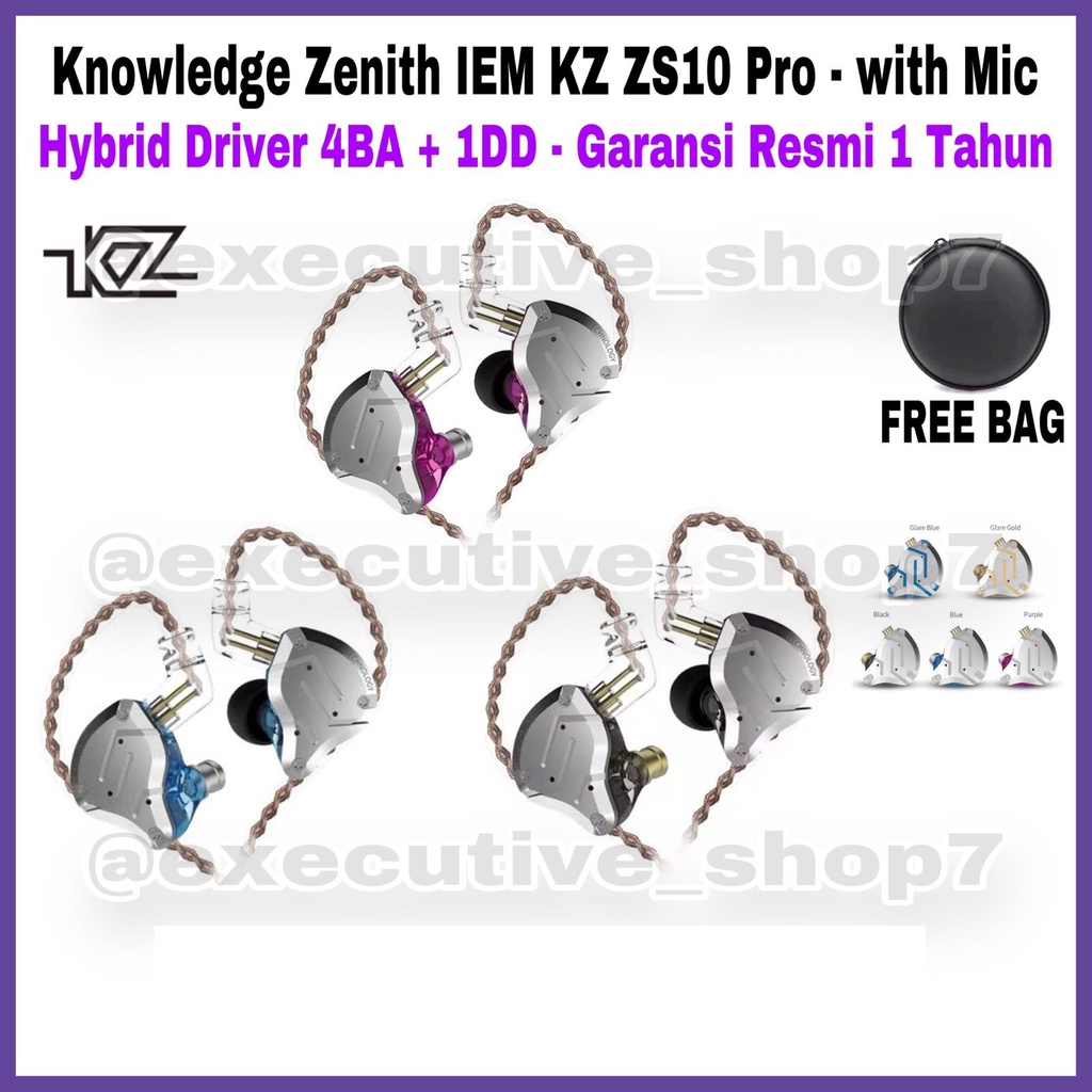 Earphone Knowledge Zenith KZ - ZS10 pro Hybrid IEM 4DD+1BA