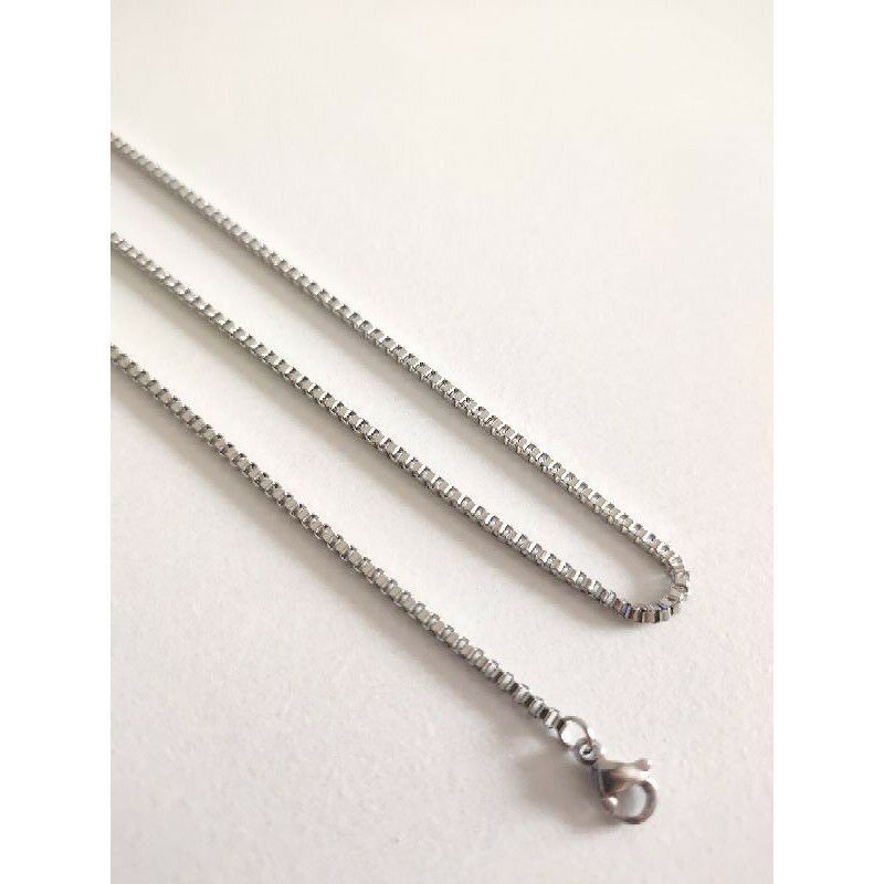 KALUNG TITANIUM ITALI KELCIL 1.5MM ANTI KARAT/KALUNG ITALI TITANIUM SILVER LEBAR 1.5MM STAINLESS STEEL