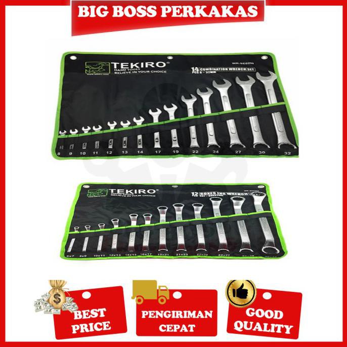TEKIRO PAKET KUNCI RING PAS 14 PCS 8-32 DAN KUNCI RING SET 12 PCS 6-32