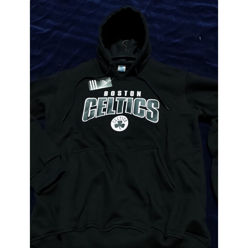 Jaket Sweater Hoodie Celtics Buston Bulls Mitchell And Ness Black Fonts Besic Logo Embroidery