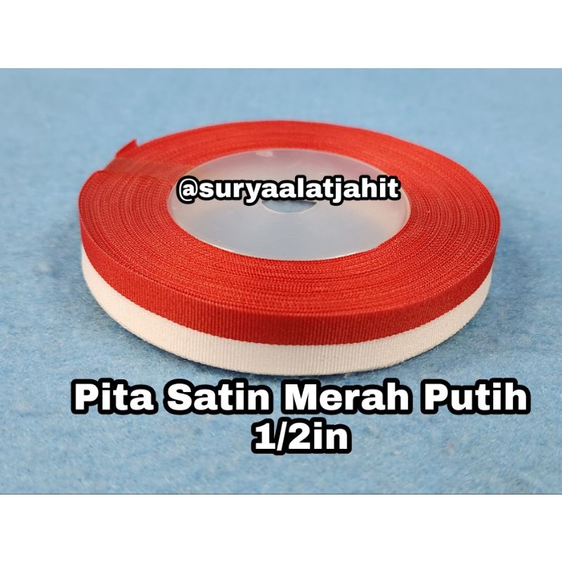 Pita Satin Merah Putih 1/2in/1.25cm @+/-20Y =rp.5.800/1Rol