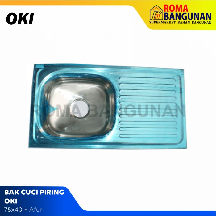 Oki Back Cuci Piring Stainless Kitchen Sink BCP OKI + Afur 75X40 + Afur