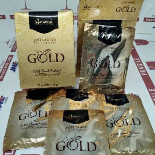 JAYA.Co Masker Hanasui Gold Anti-Aging 100% Original (Sachet) / Peel Off Mask