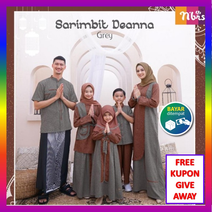 Nibras Couple Sarimbit Terbaru 2021 Baju Keluarga Muslim Koko Gamis Copel Lebaran Deanna Grey Ori