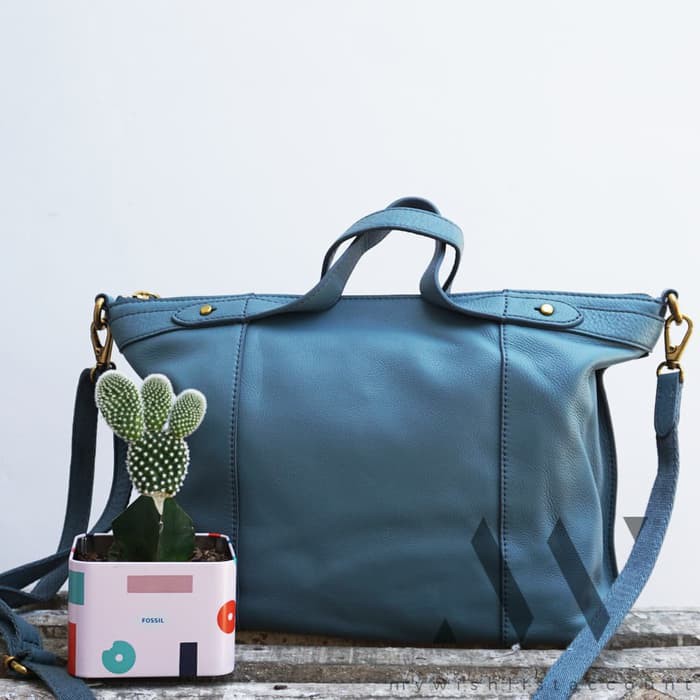 Fossil Sadie Satchel Steel Blue - Tas Wanita