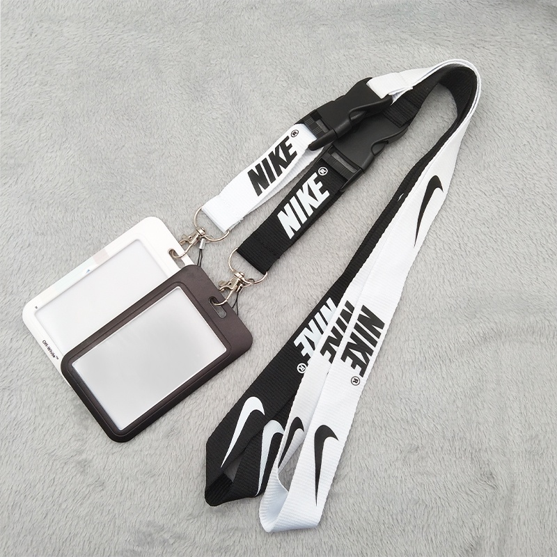 Tali Leher Tahan Lama Dengan ID Badge Card Holder Protector Untuk Ponsel Case Kunci ID Tag Case Dengan Klip Gesper Dan Pesona Hard Card Case Hitam dan Putih Lanyard