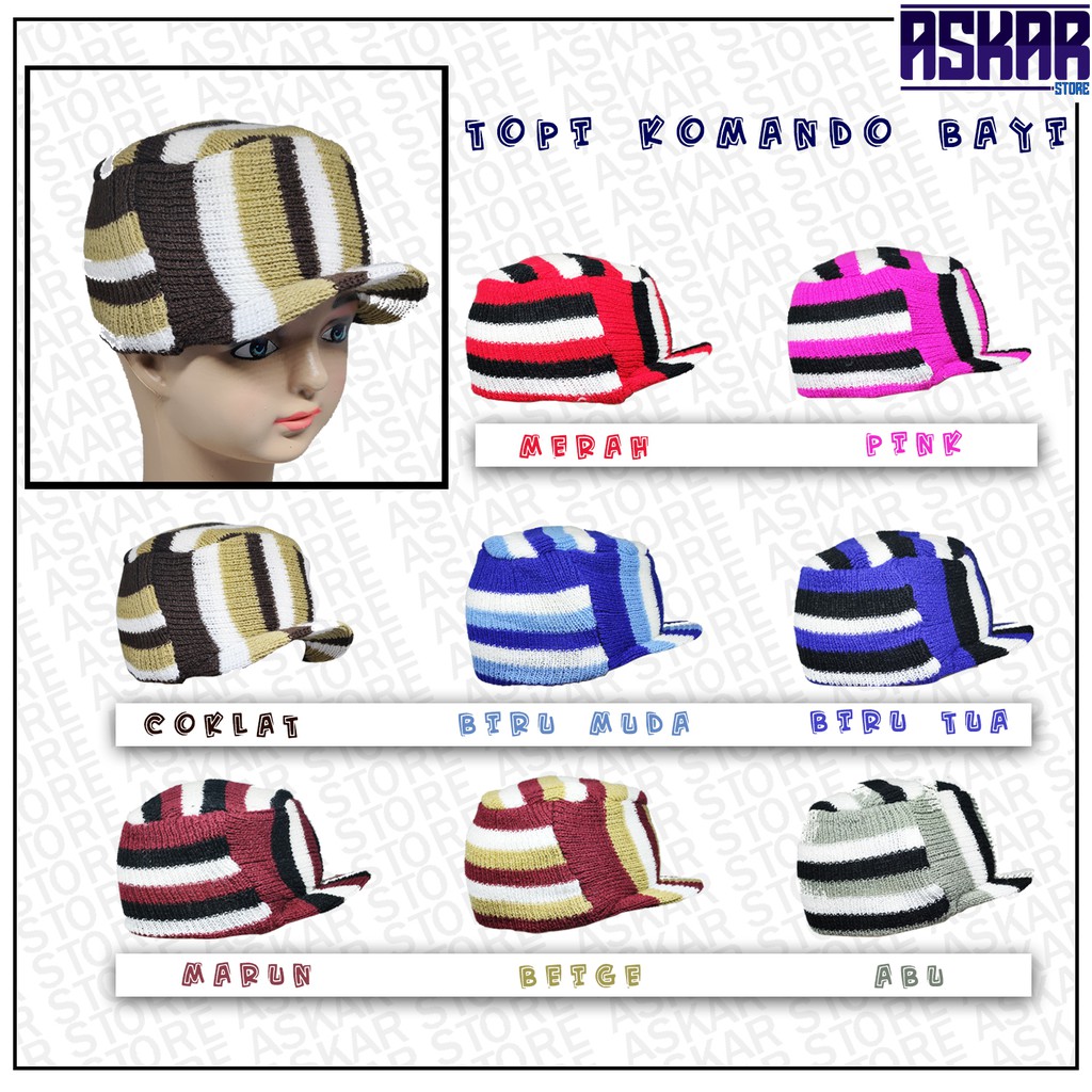 Topi Komando Rajut Bayi / Topi Bayi Komando / Topi Rajut Bayi Komando / Topi Bayi Rajut / Baby Hat