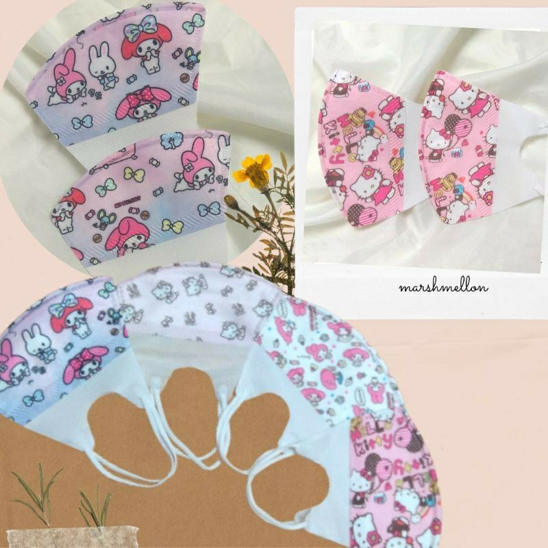 MASKER ANAK DUCKBILL MOTIF PRINT KOREA KARAKTER LUCU COWOK CEWEK MIX/BTS21/HELLO KITTY/MY MELODY/MIC