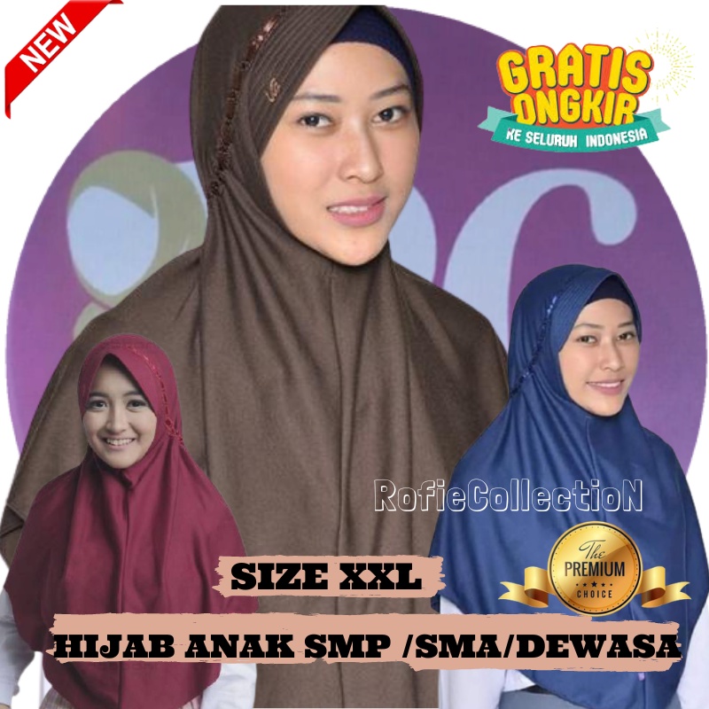 [UKURAN XXL] KERUDUNG SEKOLAH ANAK  SMP SMA  UKURAN JUMBO / HIJAB ANAK PEREMPUAN JILBAB RABBANI KW A