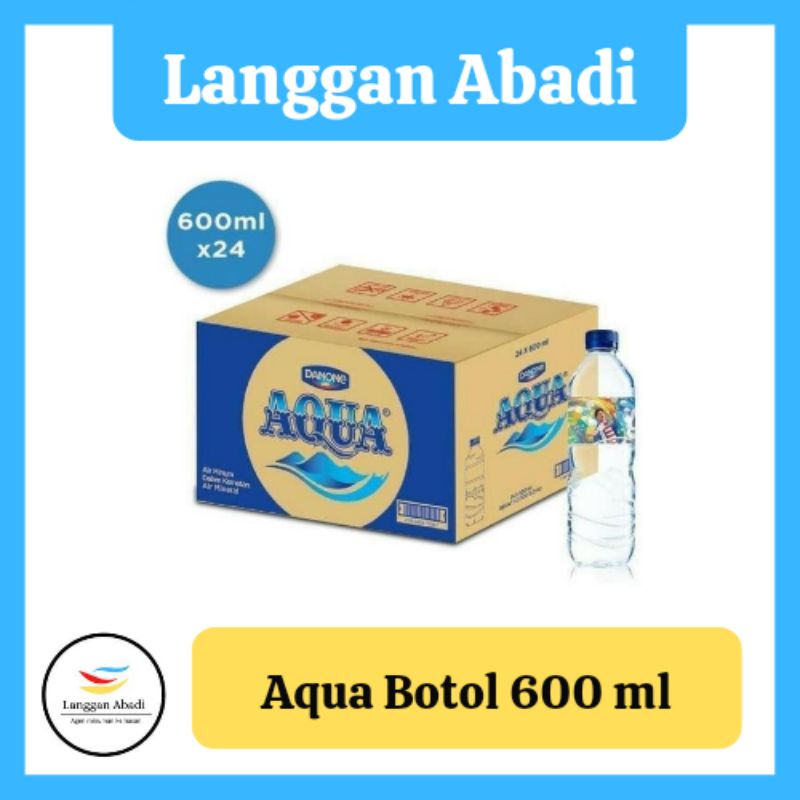 Air mineral aqua botol sedang 600 ml 1 dus isi 24 botol