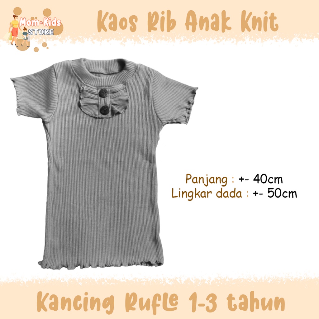 Kaos Rib Anak ANGELINE KNIT Abu Muda rufle usia 1-3 tahun