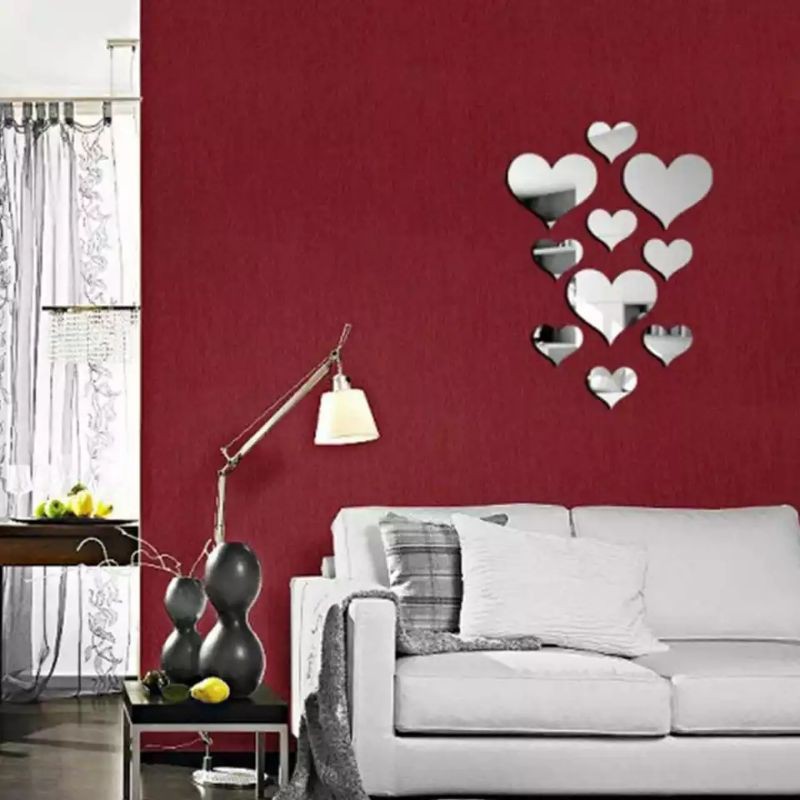 10pcs hiasan dinding wallstiker love mirror