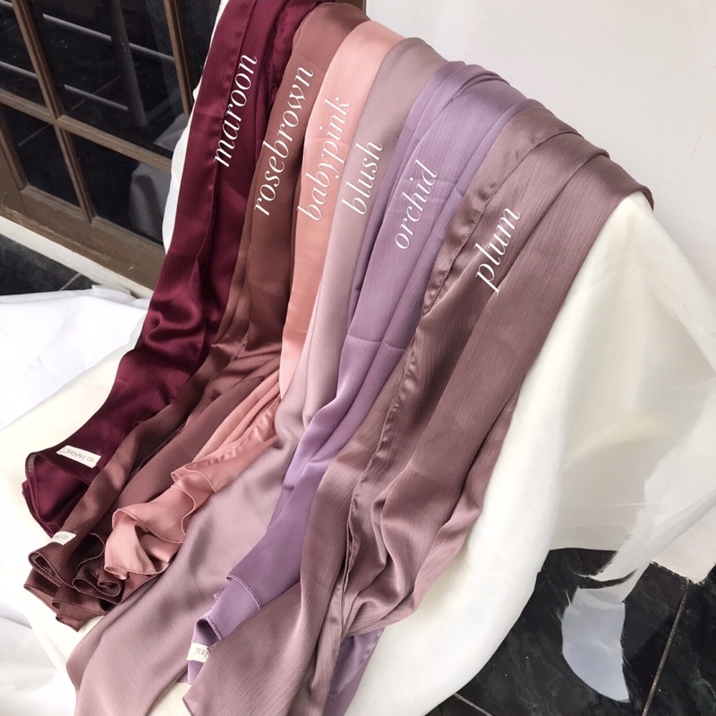 Pashmina Premium Satin Silk Malaysia Textured Crinkle (JAHIT TEPI KECIL SUPER RAPI)-6