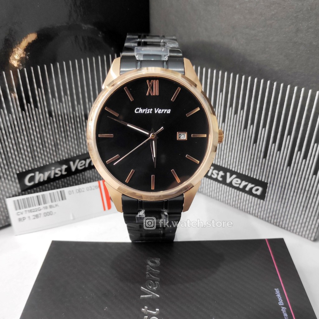 Christ Verra CV 71622G-18 BLK Original Jam Tangan Pria Analog