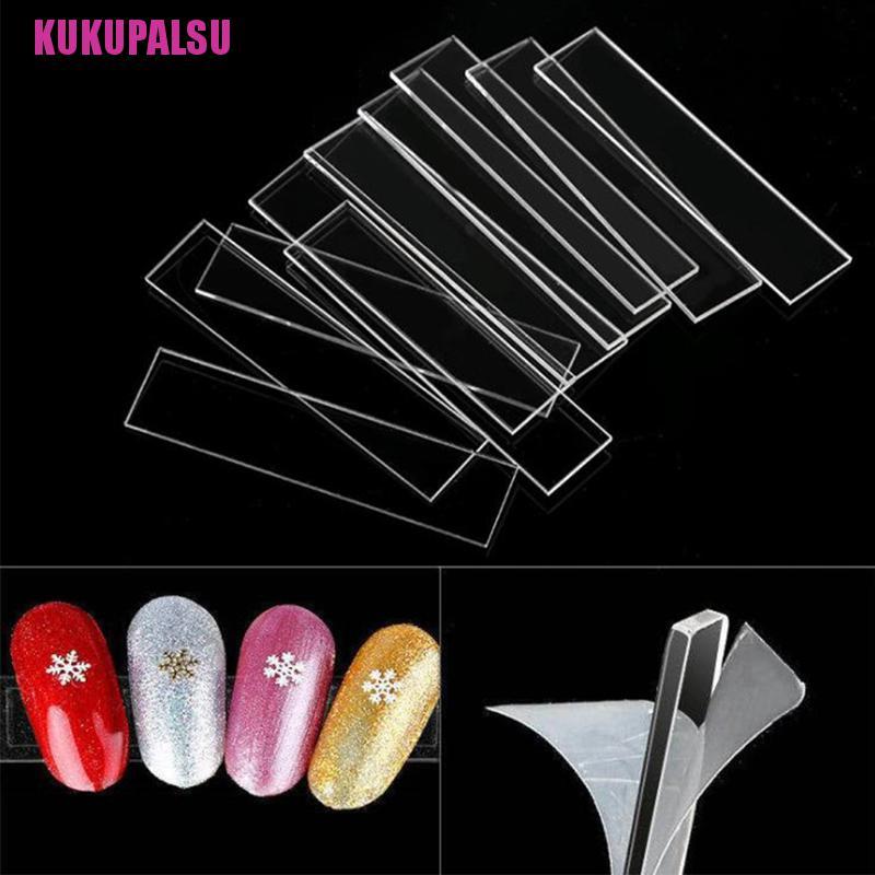 (Full) 48pcs / Set Stand Display Kuku Palsu Bentuk Persegi Panjang Transparan Untuk Latihan Nail Art