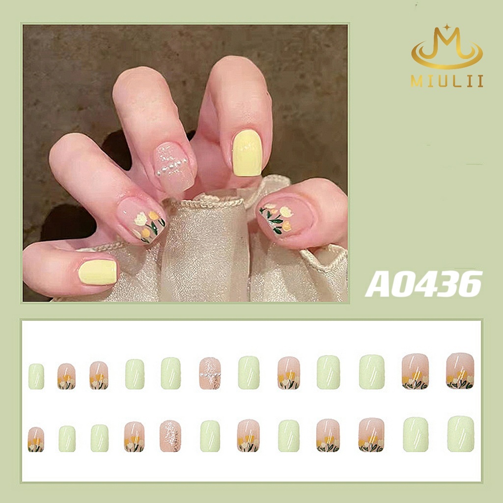 MIULII / KUKU PALSU  A0436  / 24PCS / 3D / NAIL ART / PREMIUM / CUTE / BIRU / FREE LEM JELLY / KUTEK