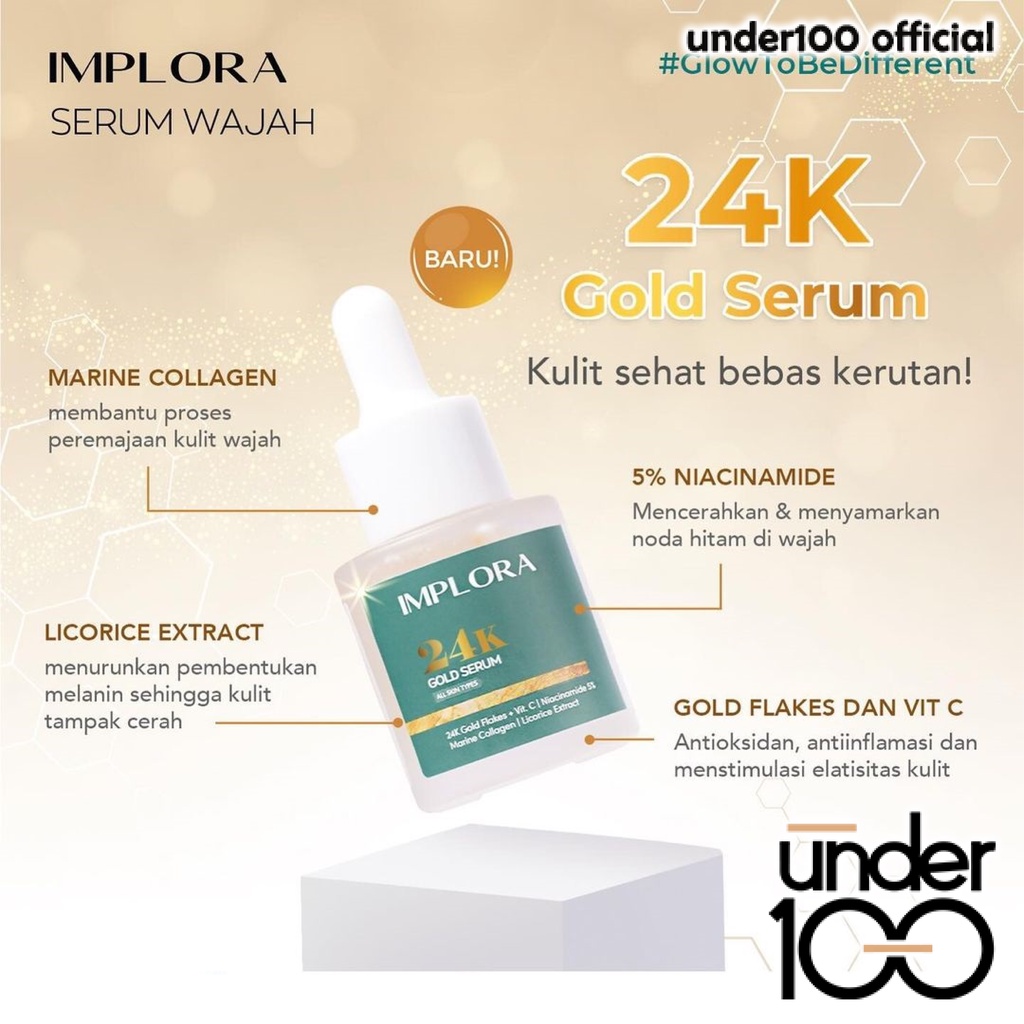 ❤ UNDER100 ❤ IMPLORA Face Serum | Serum Wajah | 24K Gold | Hydrating | Acne | Brightening | Peeling | Midnight Serum BPOM