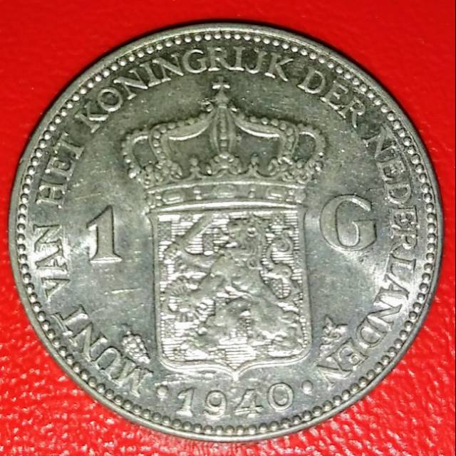 Koin Perak 1 Gulden Wihelmina Tahun 1940