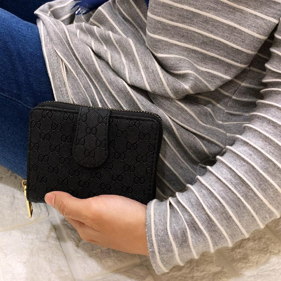 HJA Dompet Batam GUCCI EMBOSS koin Dompet Kecil wanita kartu Lipat Tumpuk COIN QZ Terlaris｀