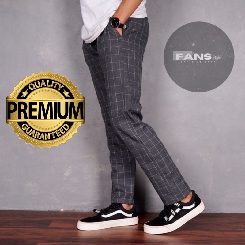 CELANA PANJANG TARTAN PREMIUM TEBAL SLIM FIT ORIGINAL MOTIF KOTAK-KOTAK