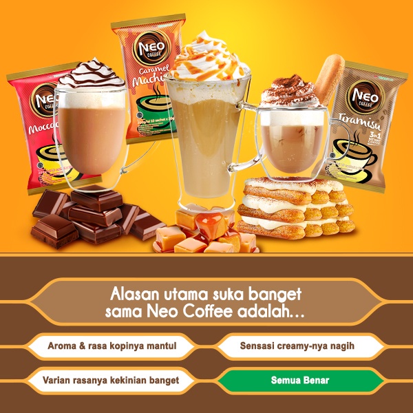 NEO COFFEE Netto 20gr Isi 15 Sachet [ Paket 10 + Gratis 5 Sachet ]