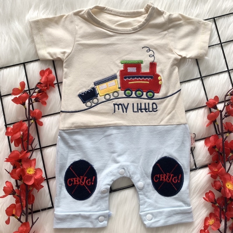 Baju romper pendek bayi lakilaki cowok babyboy lucu bordir murah keren pergi santai bestseller -tra