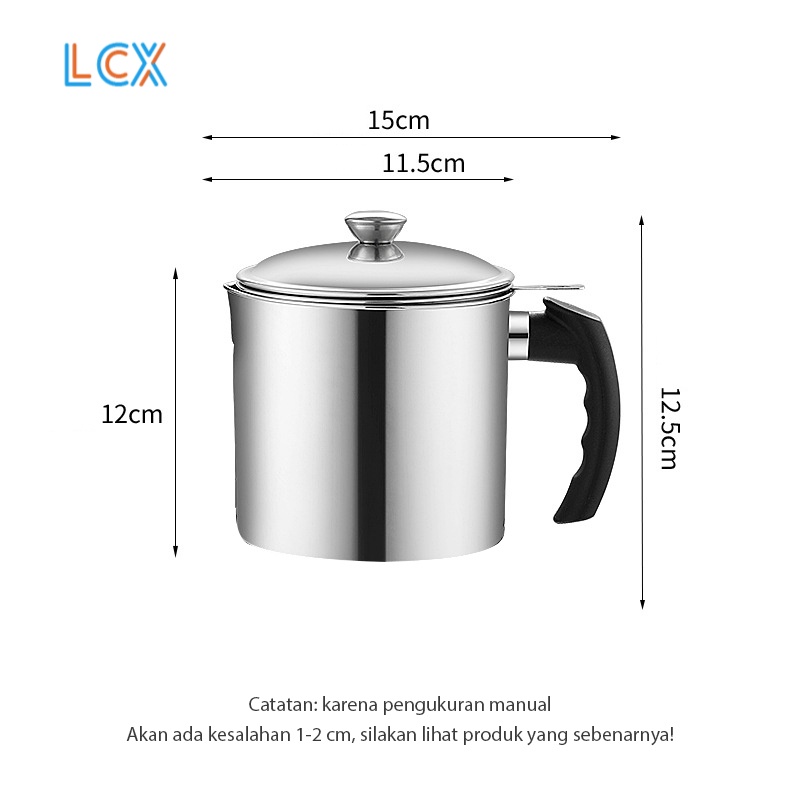 LCX Oil Pot Wadah Saringan Minyak Stainless Steel Gelas Saringan Minyak / Tempat Saringan Minyak