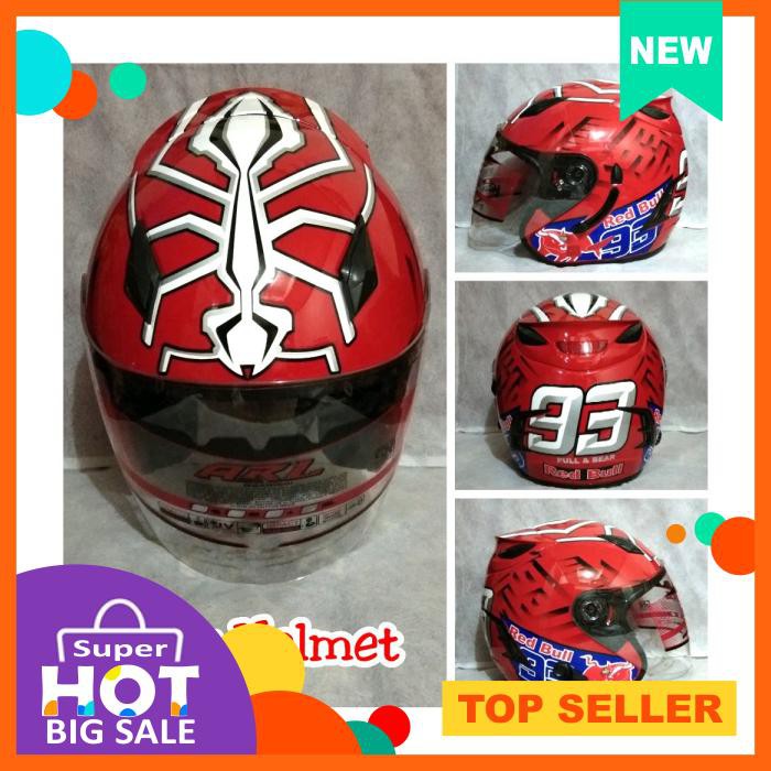 Helm Murah Arl Double Visor Merah Half Face Sni Mirip Ink Centro