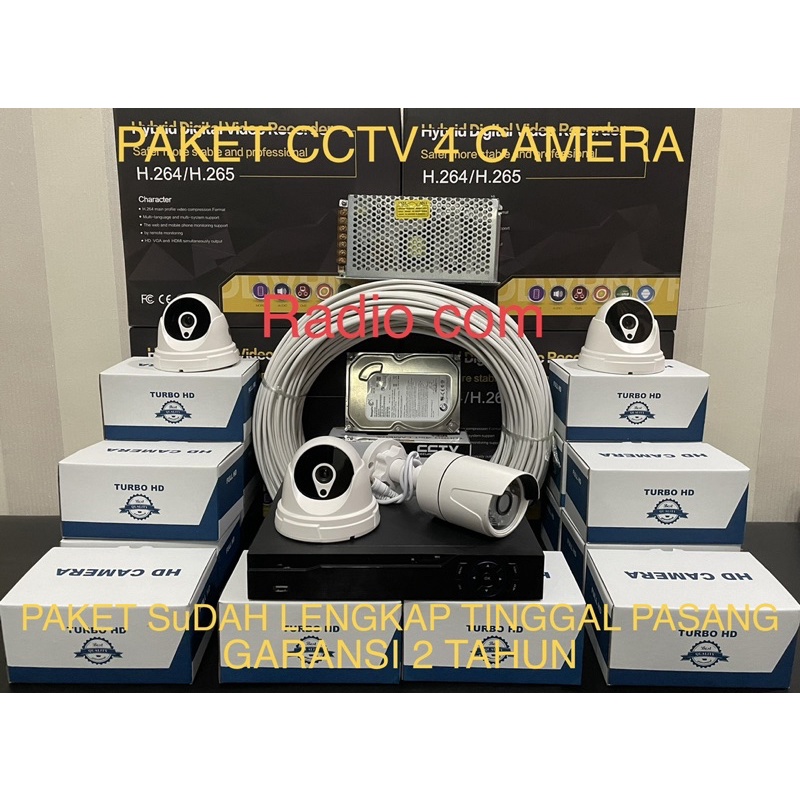 paket cctv 8 chanel 4 camera 5mp 1080p turbo hd ic sony exmor(3indoor+1outdoor) lengkap siap pasang