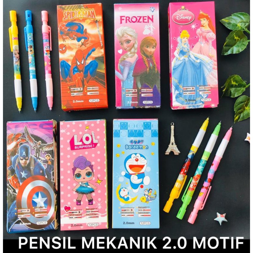 

Pensil Mekanik 2.0mm PLUS REFILL Karakter Kartun Anak Mechanical Pencil