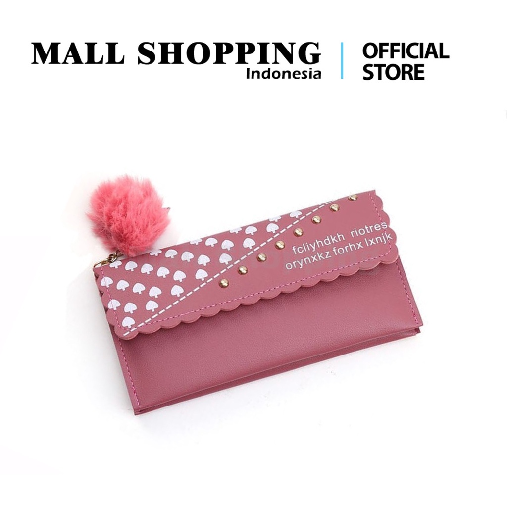 (COD) DOMPET PANJANG WANITA FREE POM-POM DOMPET LIPAT WANITA ❤️❤️MALLSHOPPING❤️❤️