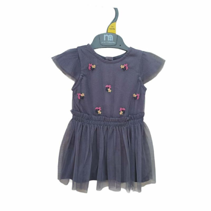 MC SALE MOTHERCARE GIRLS MESH EMBROIDERY DRESS GREY Gaun Pesta Bayi Anak