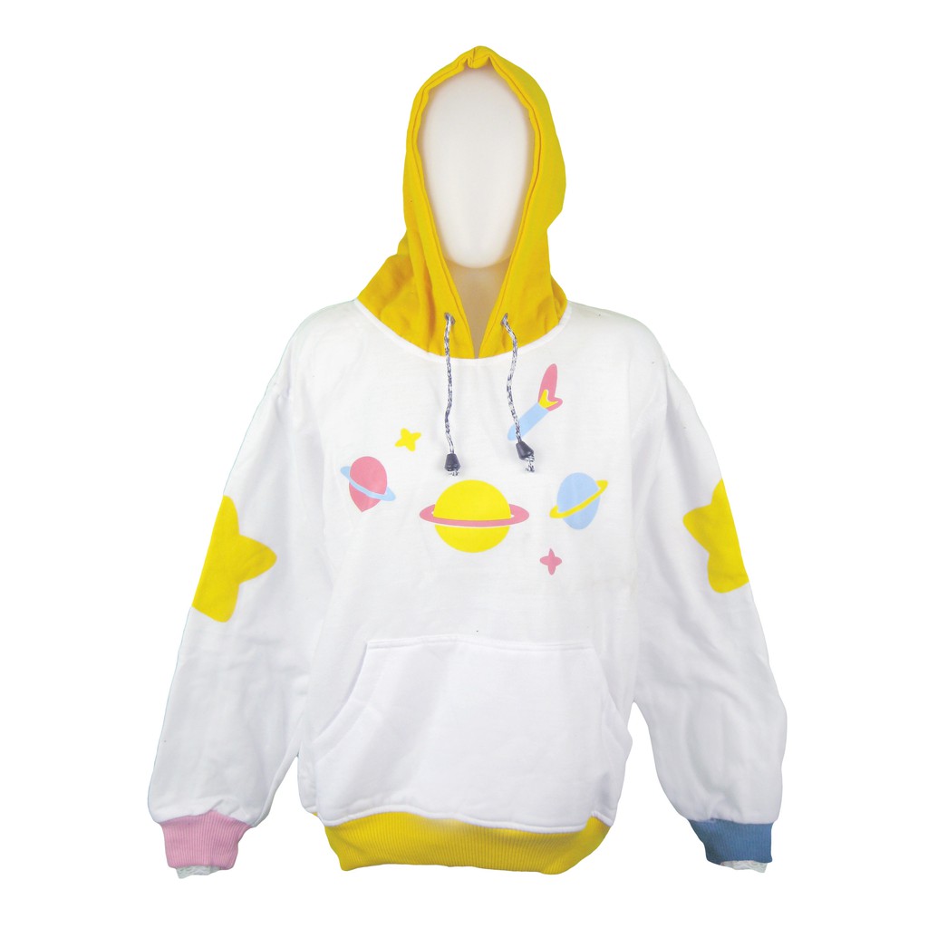 JK-75 (XL) white space hoodie luaran wanita import baju korea