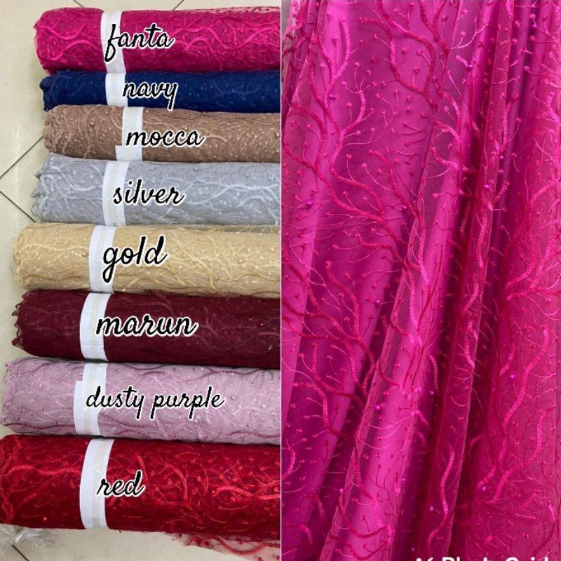 Bahan kebaya. tile mutiara. tile akar. kain kebaya. brokat halus. brukat kebaya. kain brukat