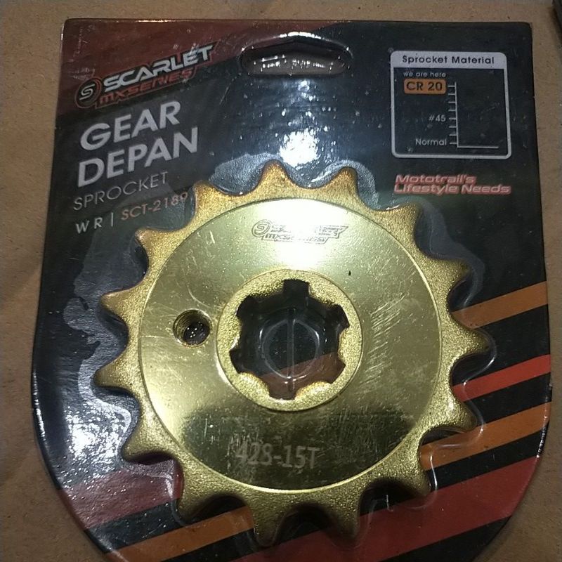 SSS GEAR GER DEPAN 428 520 JUPITER VIXION R15 MEGAPRO GL CB150R SUPRA SATRIA FU SMASH SHOGUN GIR FRONT SPROCKET-Scarlet428x15rxz.wr