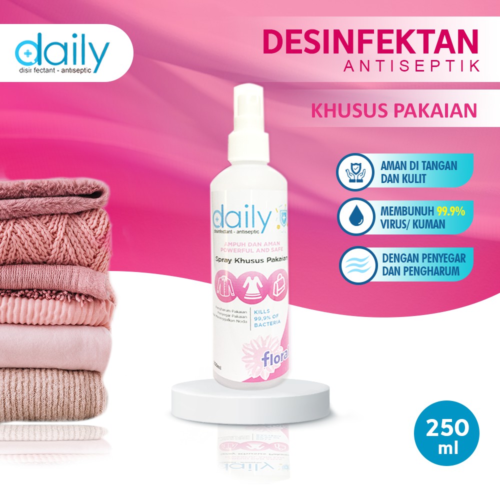 DAILY DESINFEKTAN ANTISEPTIC SPRAY 250ML KHUSUS UNTUK PAKAIAN SIAP PAKAI COD - ECER GROSIR