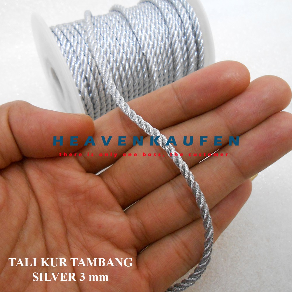 Tali Kur Tambang Silver 3 mm Meteran Untuk Tali Souvenir Paper Bag Aksesoris Dll