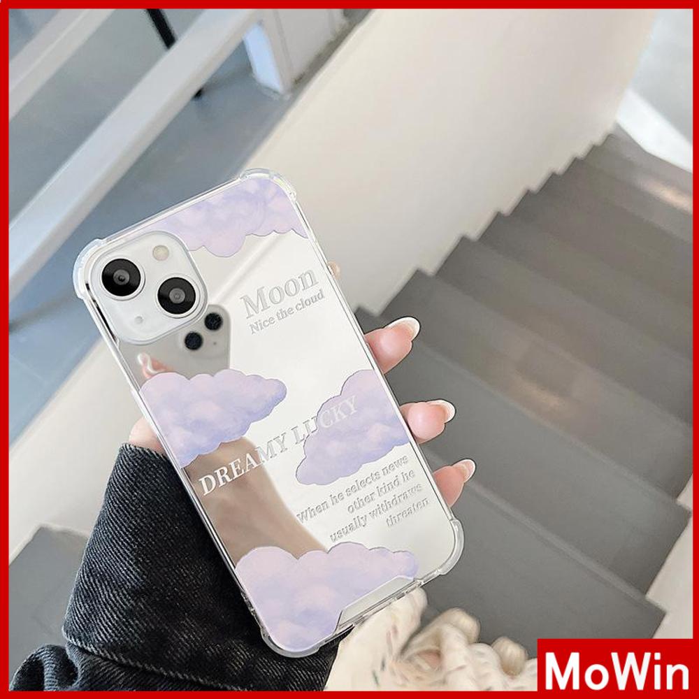 iPhone Case Acrylic Luxury Makeup Mirror Airbag Shockproof Protection Camera Purple Clouds Cute Compatible For iPhone 11 iPhone 13 Pro Max iPhone 12 Pro Max iPhone 7 Plus iPhone xr