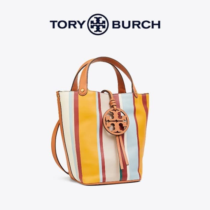 Tory Burch Miller Stripe Bucket Bag - ORIGINAL GUARANTEE 100%