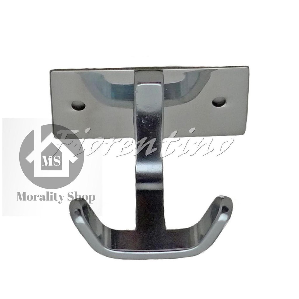 Gantungan Baju 2 Kait stainless  Fio 8601-Kapstok double Hook Hanger bracket stenlis  H21