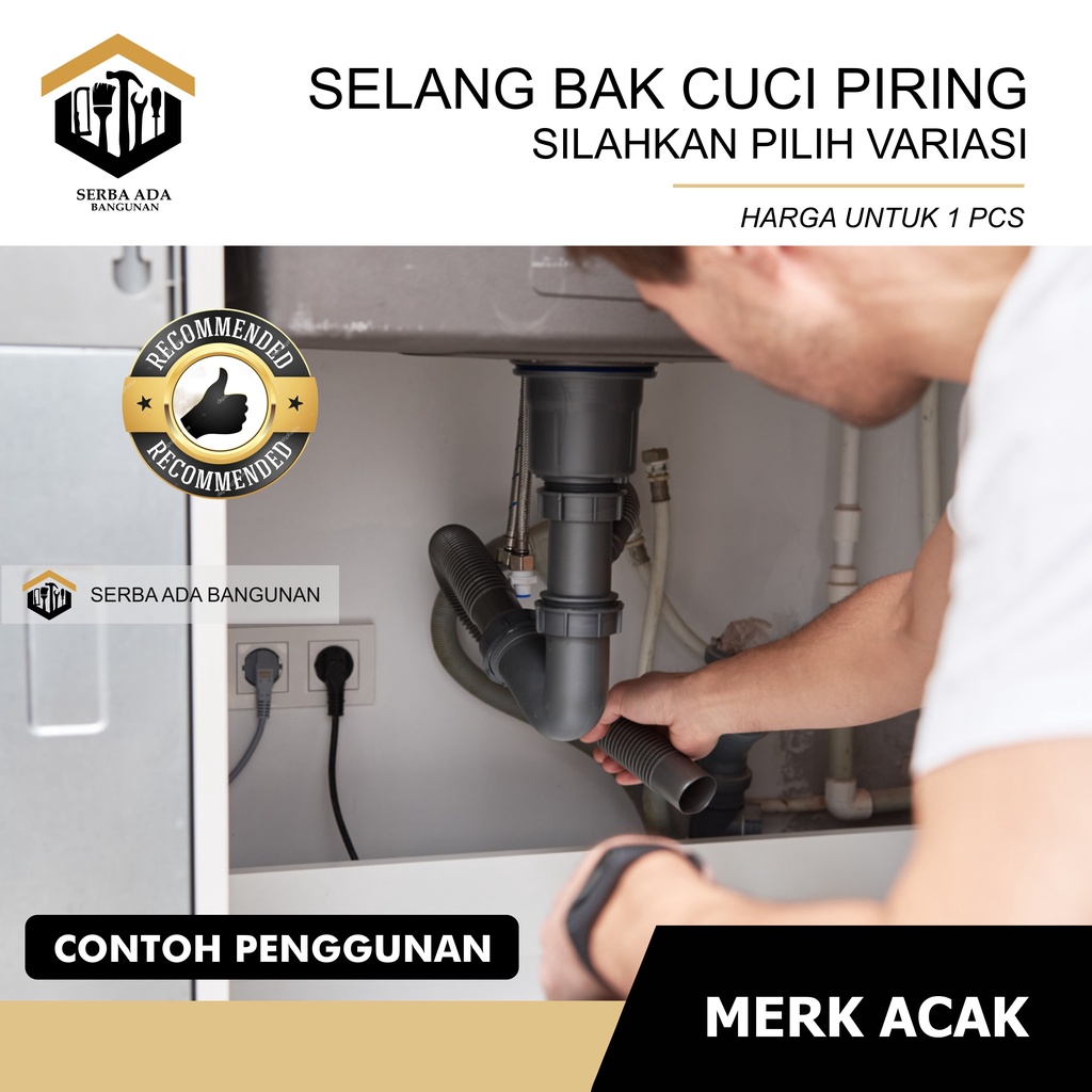 SELANG BAK CUCI PIRING ELASTIS 1 METER ABU PVC KUAT TEBAL MURAH MERIAH PEMBUANGAN AIR KOTOR