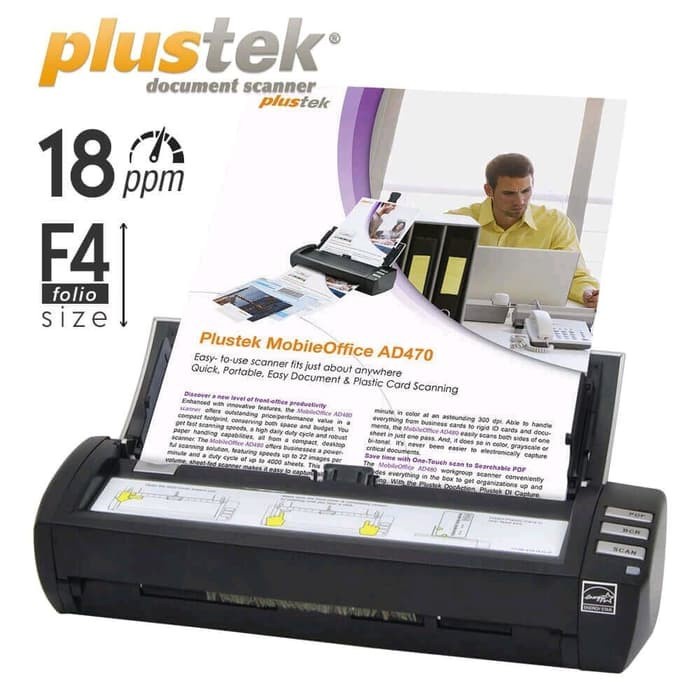 PLUSTEK MobileOffice AD470 18 lembar per menit A4, Color, 300 dpi