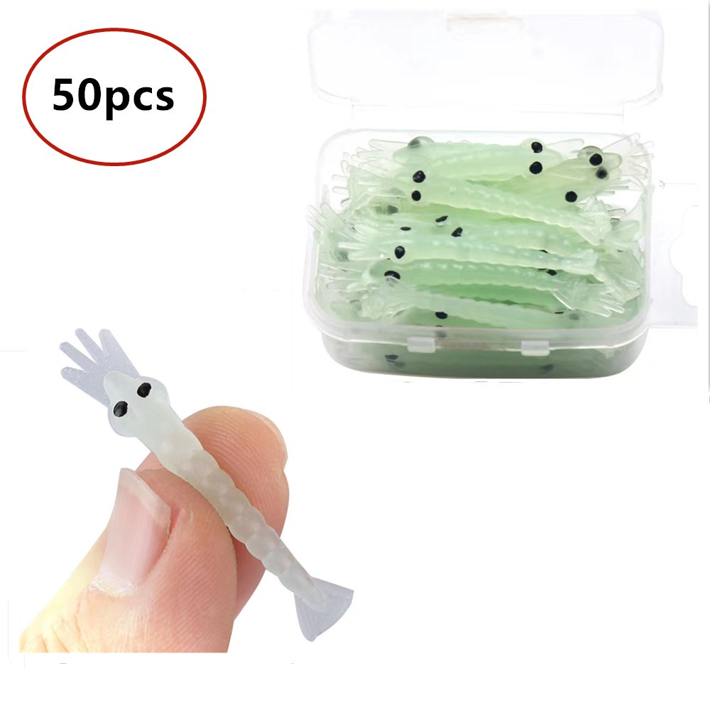 50 Pcs Umpan Pancing Soft Bait Bentuk Udang Ukuran 4cm / 0.25g