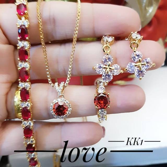 Xuping set perhiasan lapis emas 24k 0840k